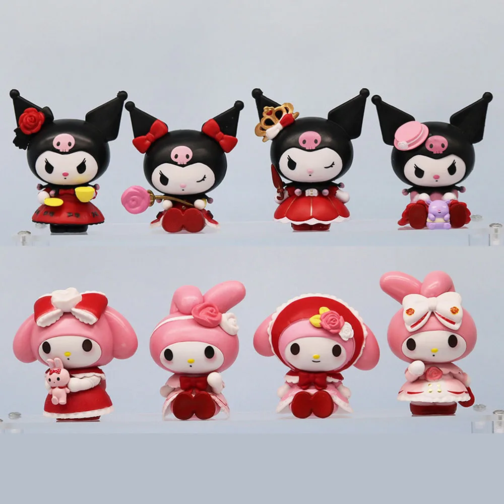 

8 Pcs/Set New Sanrio Anime Model Toys My Melody Figure Kawaii Kuromi Action Figurine Statue Collection Gifts For Children Decor