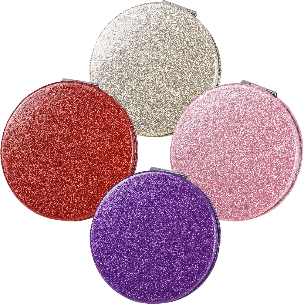 4 szt. Kompaktowe składane okrągłe lusterko podróżne dwustronne przenośne małe lusterko do makijażu do torebki na prezent mini lusterko