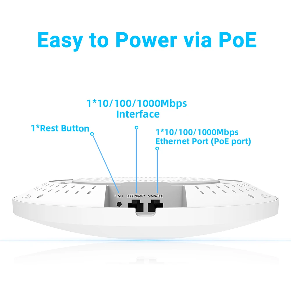 IP-COM W83AP WiFi 6 AX3000 무선 천장 마운트 액세스 포인트 지원 메시 원활한 로밍 MU-MIMO PoE 전원 듀얼 밴드 AP