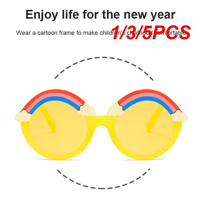 1/3/5PCS Children Sunshade Sunglasses Anti-ultraviolet New Fashion Round Oculos De Sol Feminino Rainbow Glasses Creative Pc