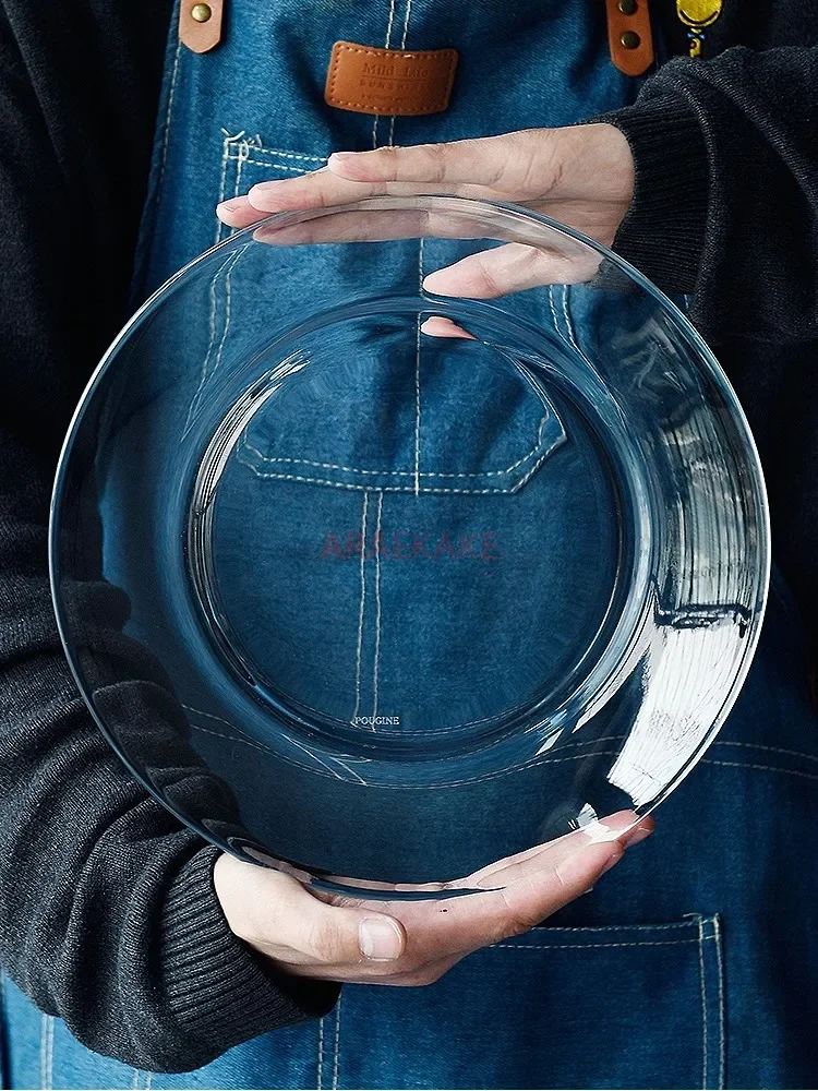 transparent salad plates Tempered glass plates for microwave ovens, 7 inches heat-resistant fruit plates 2