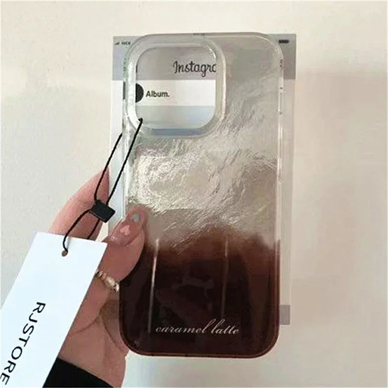 For iPhone 15 Pro Max Case Luxury Coffee Color Blending Phone Case for IPhone 16 15 14 13 12 11 7 8 Plus X XS Max XR Clear Cover