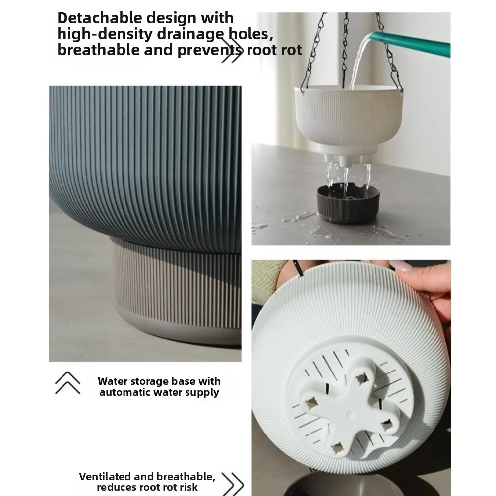 

Thickened Self Watering Hanging Planters Chain Hooks Drainage Suspended Basket Large Capacity Detachable Base