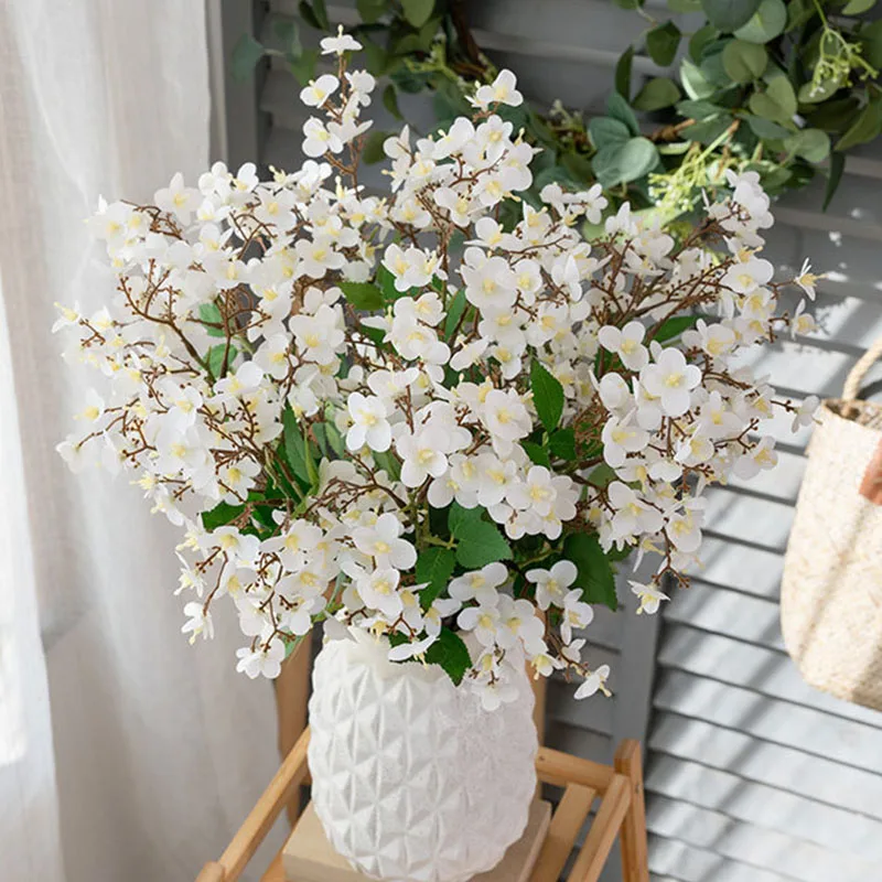 

Artificial Hydrangea Orchid Wedding Party Decor Floral Bridal Bouquet Home Living Room Decoration Accessories Fake Flowers 5Pcs