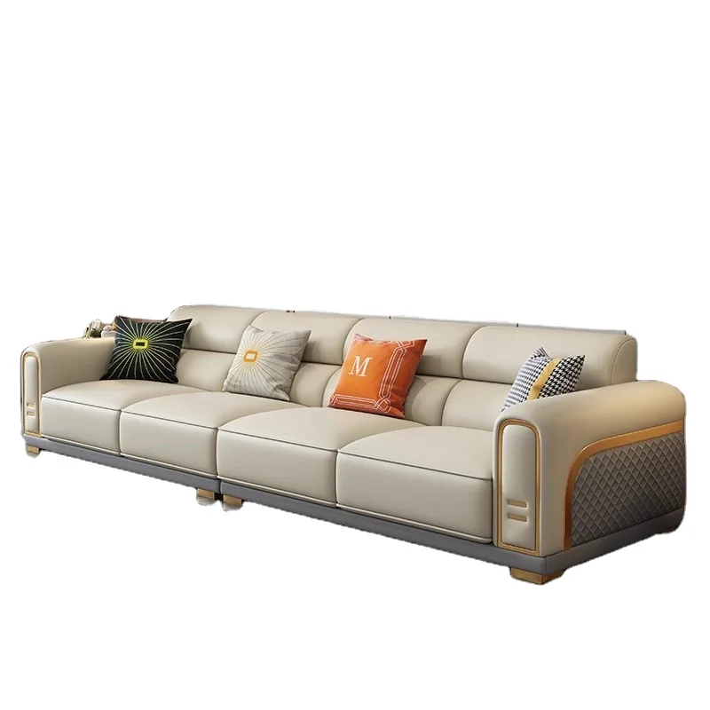 #Modern Lawrence Italian Style Luxury Leather Sectional Sofa Set High-End Quality Sponge Filled Stainless Steel Legs Wholesale