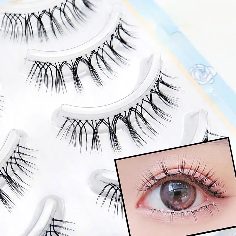 Korean Girl Groups False Eyelashes Mink Lashes Natural Simulation Whole Little Devil Single Cluster Eyelashes Makeup Reusable