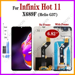 For Infinix Hot 11 X689F Helio G37 Hot11 X689F 프레임 스크린 터치 디지타이저 센서 어셈블리 교체, Infinix Hot 11 X689F Helio G37 LCD, 6.82 인치 디스플레이, Hot11 X689F