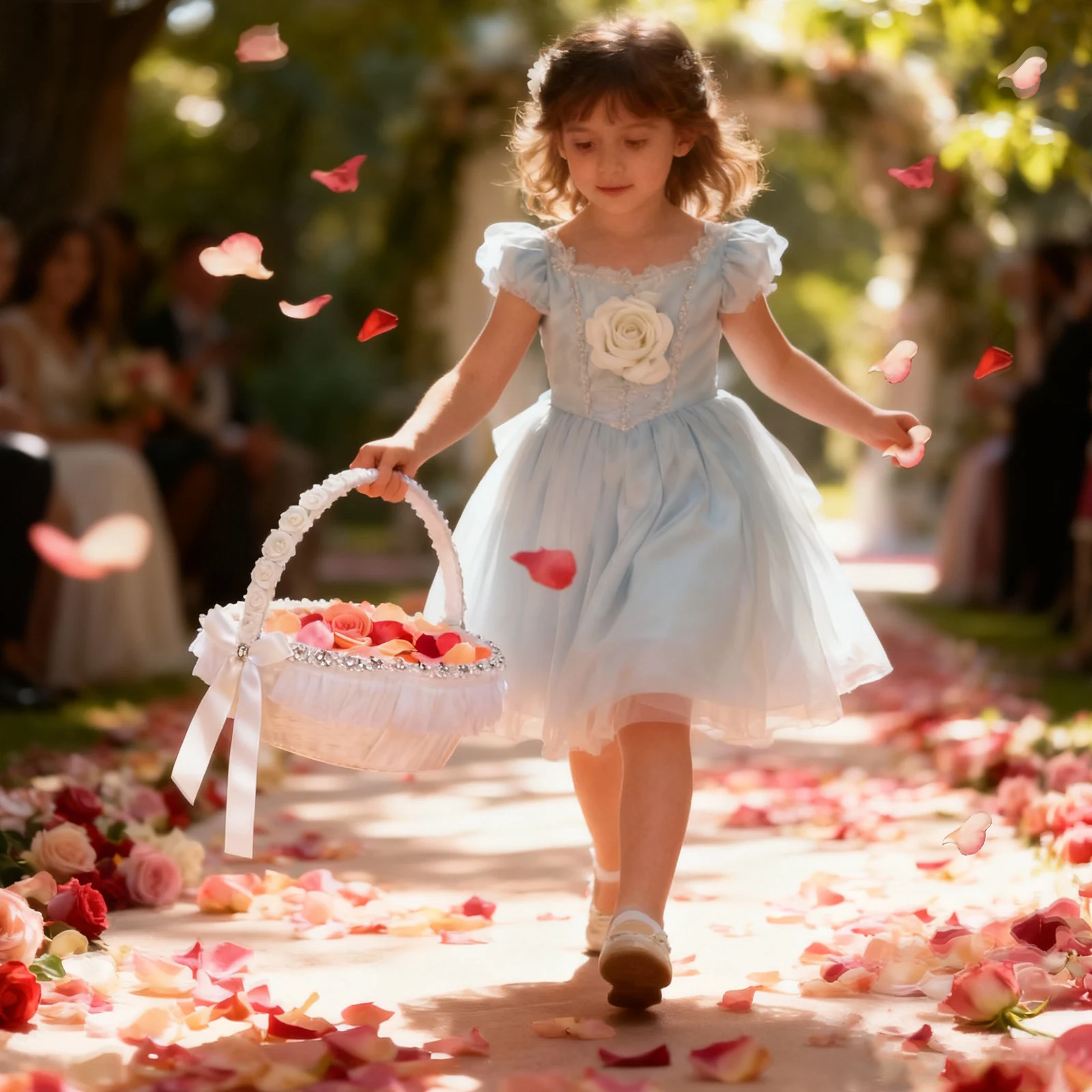 

1pc Lace Flower For Wedding Portable Hand-Held Flower Children Reusable Wedding Ceremony Basket Party Keepsake Decorative