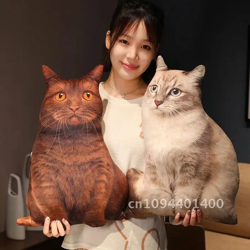 リアルな猫のぬいぐるみ,50cm,クッション,動物のぬいぐるみ,寝室のソファの装飾,枕,シミュレーションおもちゃ,ギフト