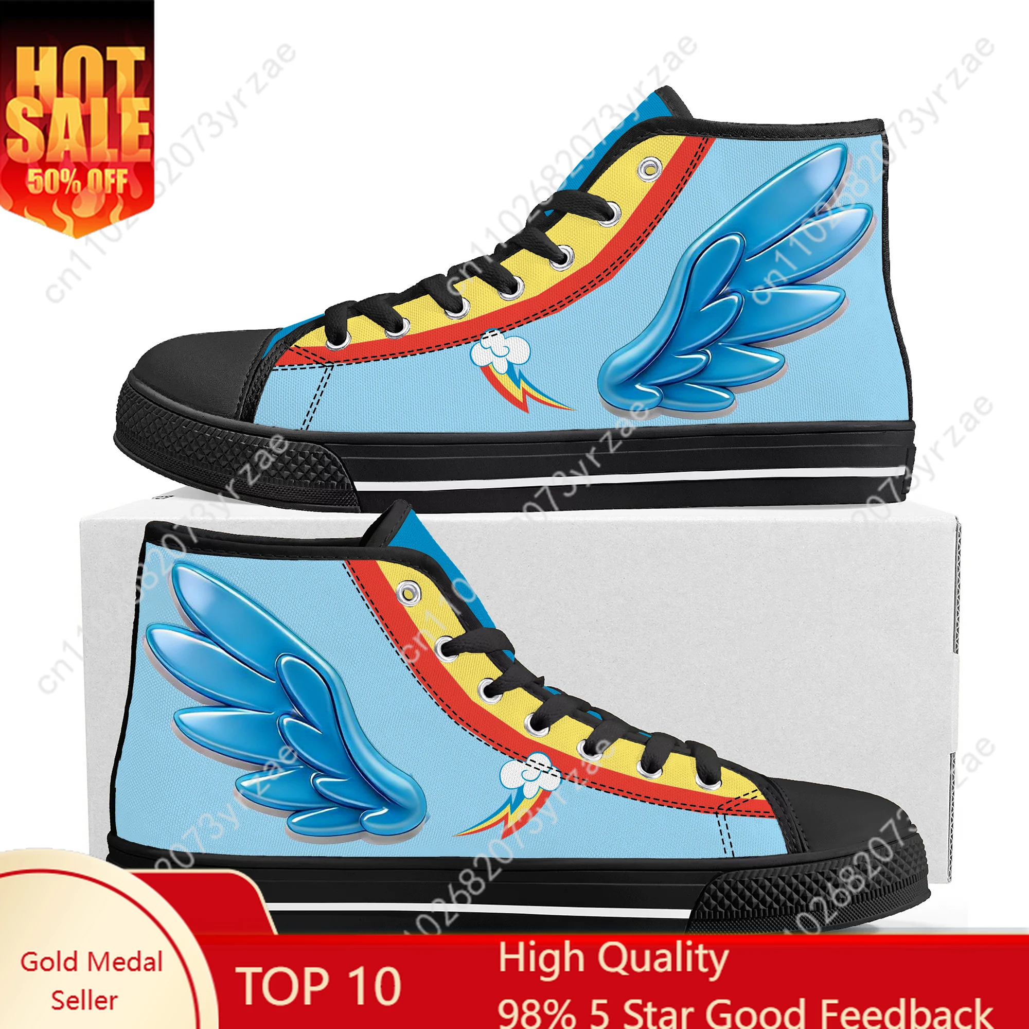 

Rainbow Dash High Top Shoes Man Woman Blue Sneakers My Little Pony Friendship Is Magic Fashion Custom Shoe Cosplay Footwear