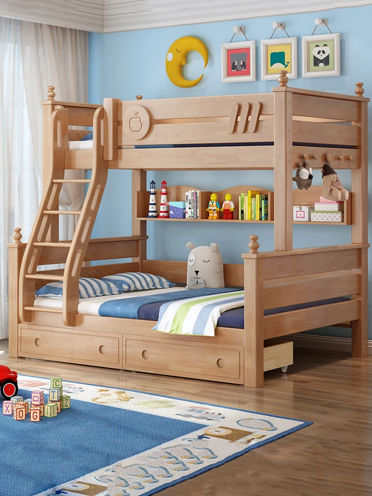 Bunk Beds for Children and Adults, High and Low, Solid Wood, Small Bunk Beds