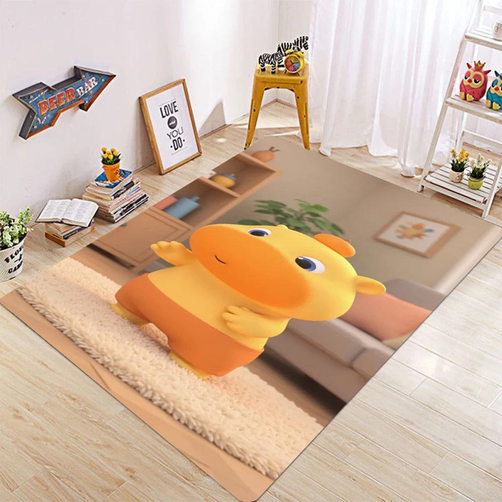 Cartoon Capybara Standing Sports Carpet Baseball Bath Time Rug for Kids Room Home Decoration Yellow Pink Blue Mat Bedroom Rug