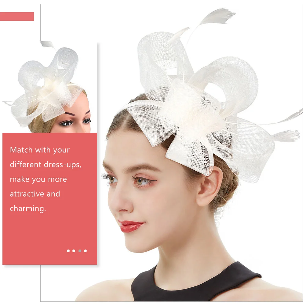 Tea Party Hat Cocktail Hats Gloves Club Wedding Headpiece Fascinators for Women Nylon Retro Hair Clip