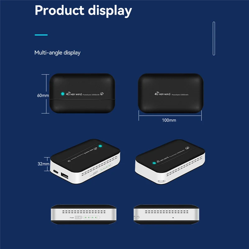 Accumulatori e caricabatterie di riserva 10000Mah Capacità Wifi6 Router 4G LTE Tipo-C Ricarica esterna Hotspot Wi-Fi mobile