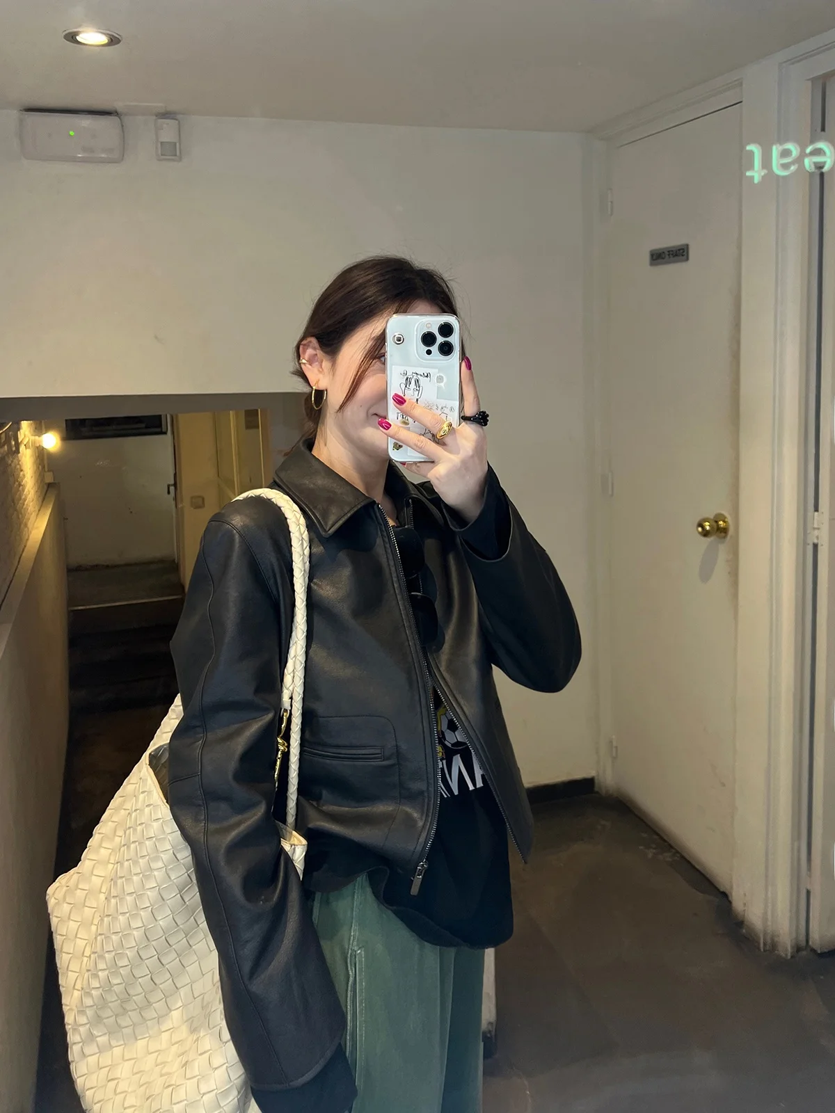 Wxlstudio ort couro pu jaet legal e sli casaco de motociclista feminino outono outerwear retro sle zíper corte reto