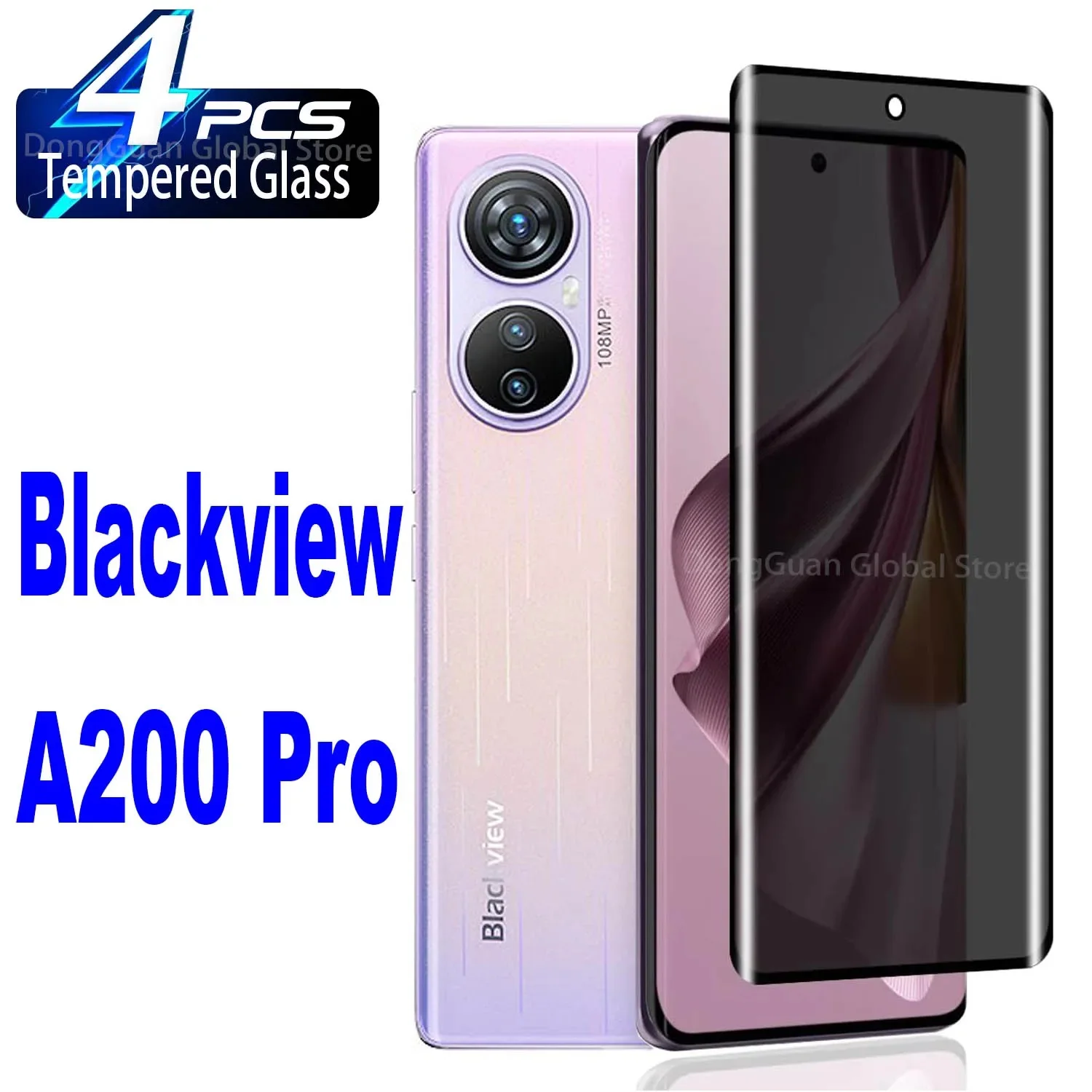 2/4Pcs Anti Spy Tempered Glass For Blackview A200Pro Screen Protector Privacy Glass