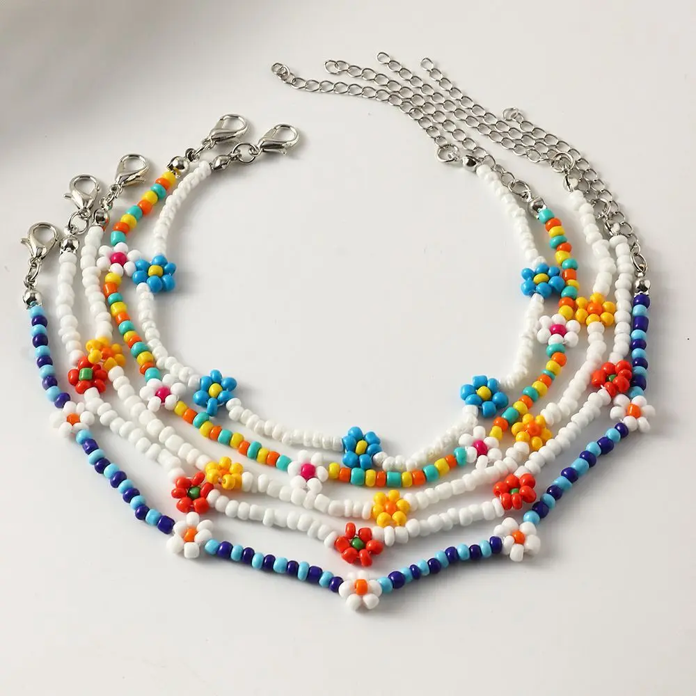 Chic Fashion Lovely Short Jewelry Gift Vacation Women Necklace Bohemia Choker Clavicle Necklace Flowers Beaded Necklace