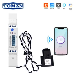 TOMZN 60A Din Rail 18mm Tuya Single Phase WIFI Smart Energy Meter timer Power Consumption Monitor kWh Meter Wattmeter 110V 220V
