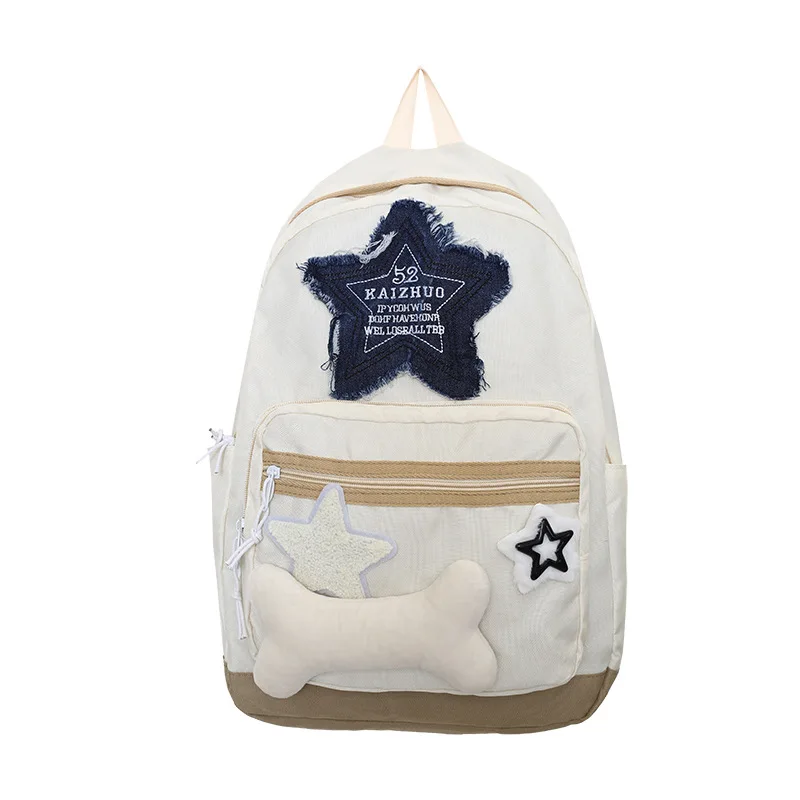 

Handmade Millennium Light colored Ins Sweet Casual Shining Star Bone Clash Color Backpack Versatile Backpack