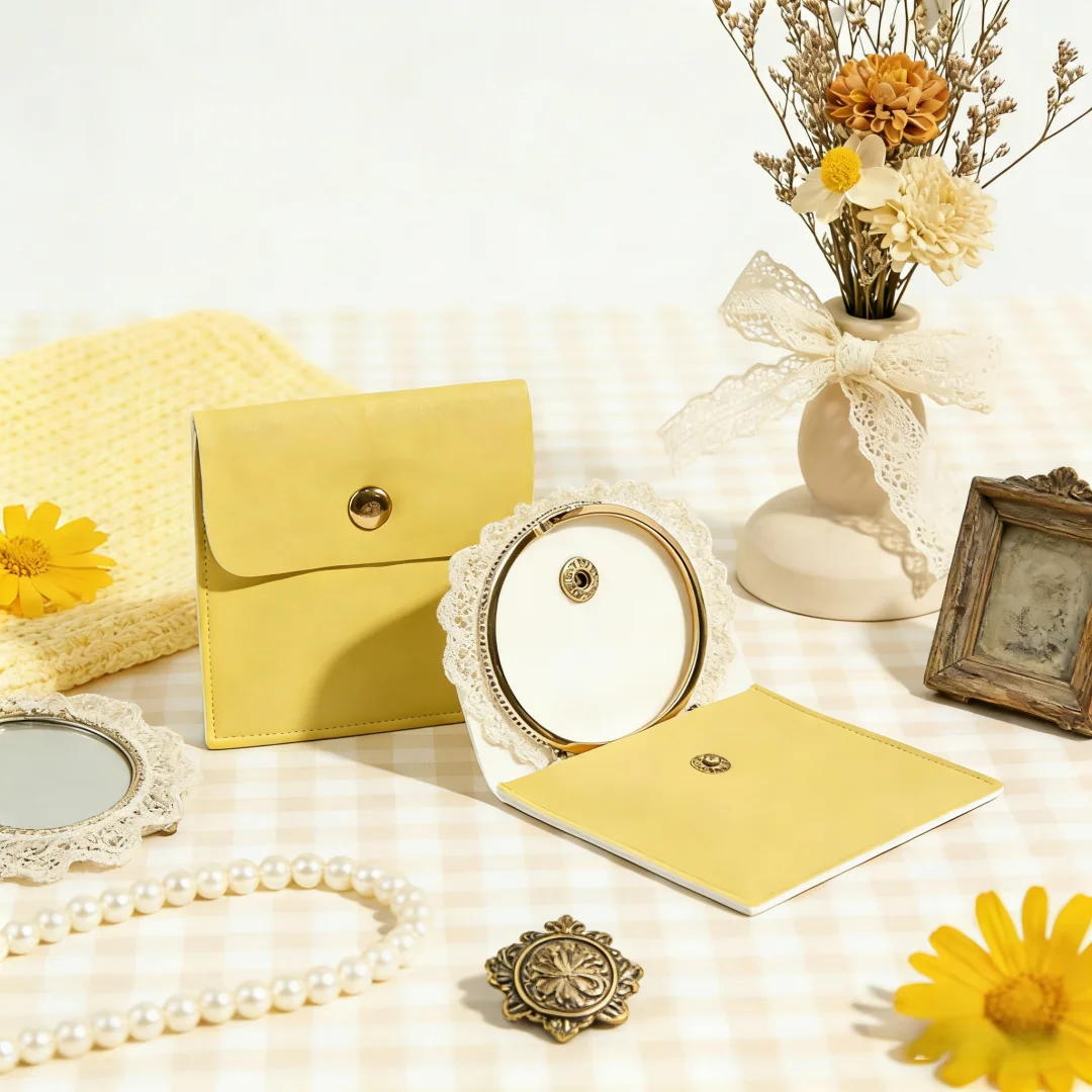 

10Pcs PU Leather Jewelry Bag 8x8cm Travel Snap Pouch Small Earring Tiny Ring Light Pendant Outdoor Business Trip Organizer Sack