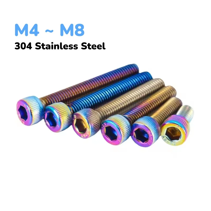 304 Stainless Steel M4 ~ M8 Colorful Motorcycle Modification Bolts Cup Head Hexagonal Colored Screw