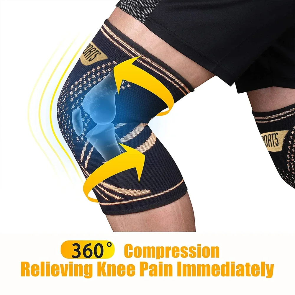 Copper Knee Braces for Men and Women (2 Pack) -Knee Supports Copper Compression Knee Sleeve for Knee Pain, Arthritis, Sports