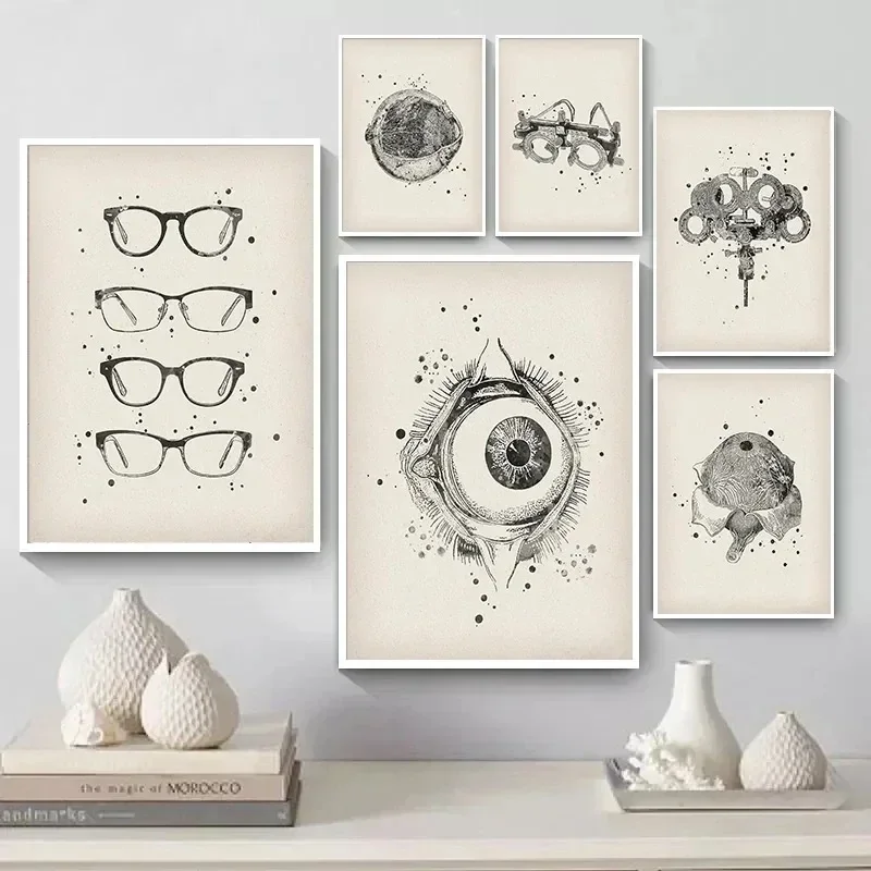 Vintage Human Eye Anatomy Medical Education Poster Canvas Painting Wall Art Pictures Ophthalmic Clinic Home Decor Gift