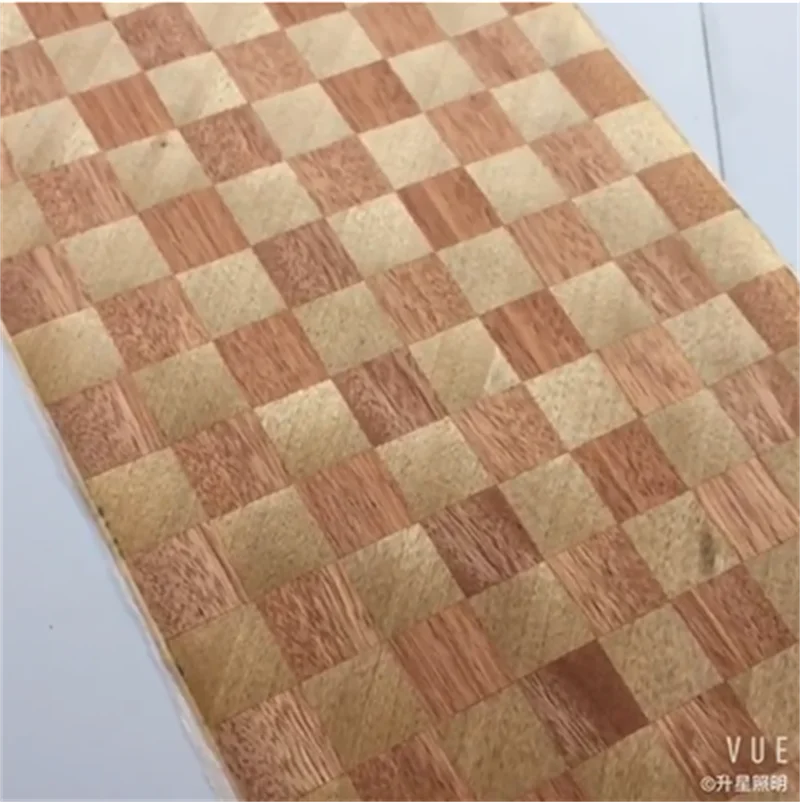 Natural Wood Braided Veneer Parquet with Fleece for Furniture Home Hotel Decor Block Rhombus Diamond0.2-0.3mm