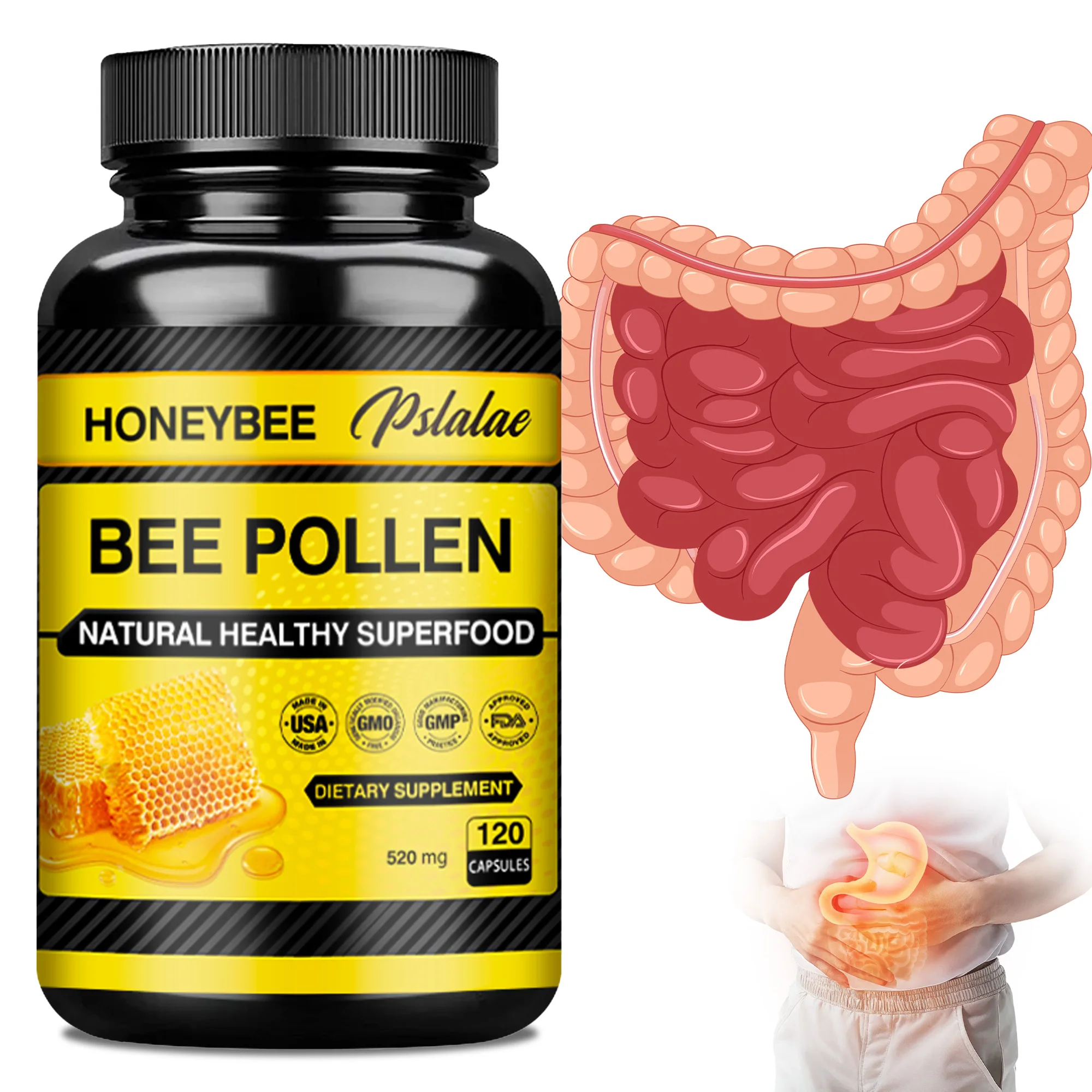 

Bee Pollen Capsules - Antioxidant, Improve Energy,Reduce Joint Inflammation, Promote Bone and Joint Health, Boost Immunity