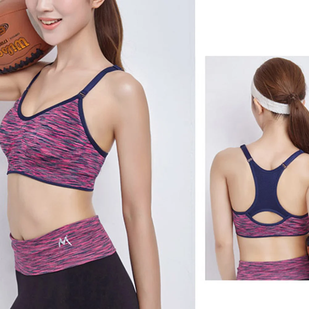 

High Bra Padded Shockproof Space Dye Breathable M Rose Red for Yoga Running Fitness Sports Bra High Impact