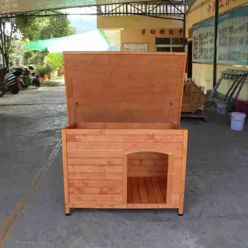 Medium Wooden Dog House with Asphalt Roof Insulated Outdoor Pet Kennel for Winter Summer Use