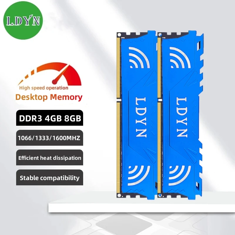 DDR3 Desktop RAM 4GB 8GB 1066 1333 1600MHz CL11 PC3-8500 10600 12800 DIMM 240Pin 1.5V Non-ECC Unbuffered With cooling waistcoat