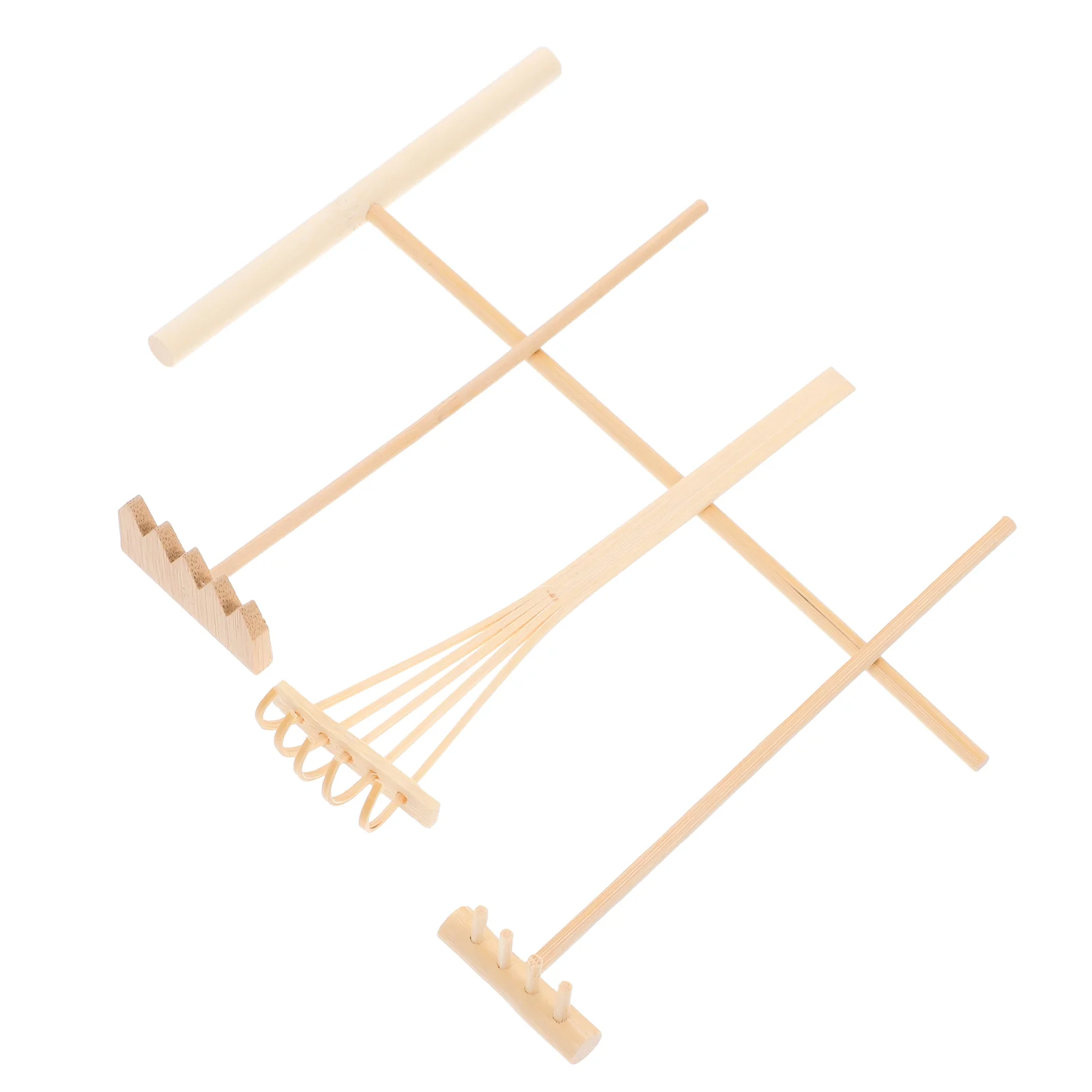 4 PCS Mini Zen Garden Rake Sand Rakes Tool Decoration Push Desktop Bamboo Office