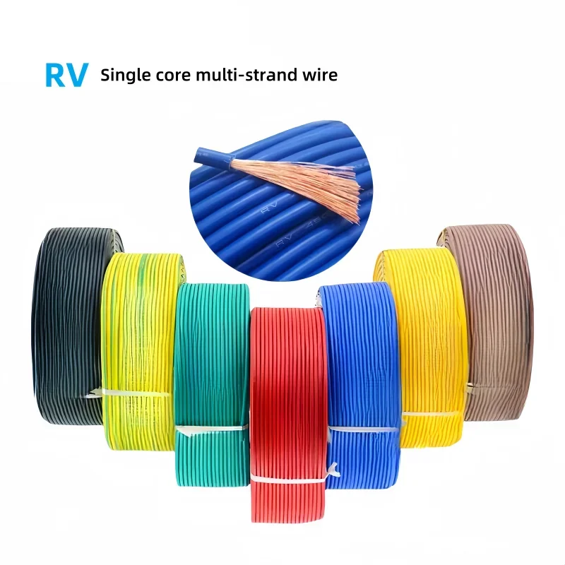 Jednożyłowy elastyczny przewód w osłonie PVC RV0.3/0.5/0.75/1.0/1.5/2.5/4MM przewód elektroniczny 22 20 13 11 9 5 3AWG przedłużacz sygnału