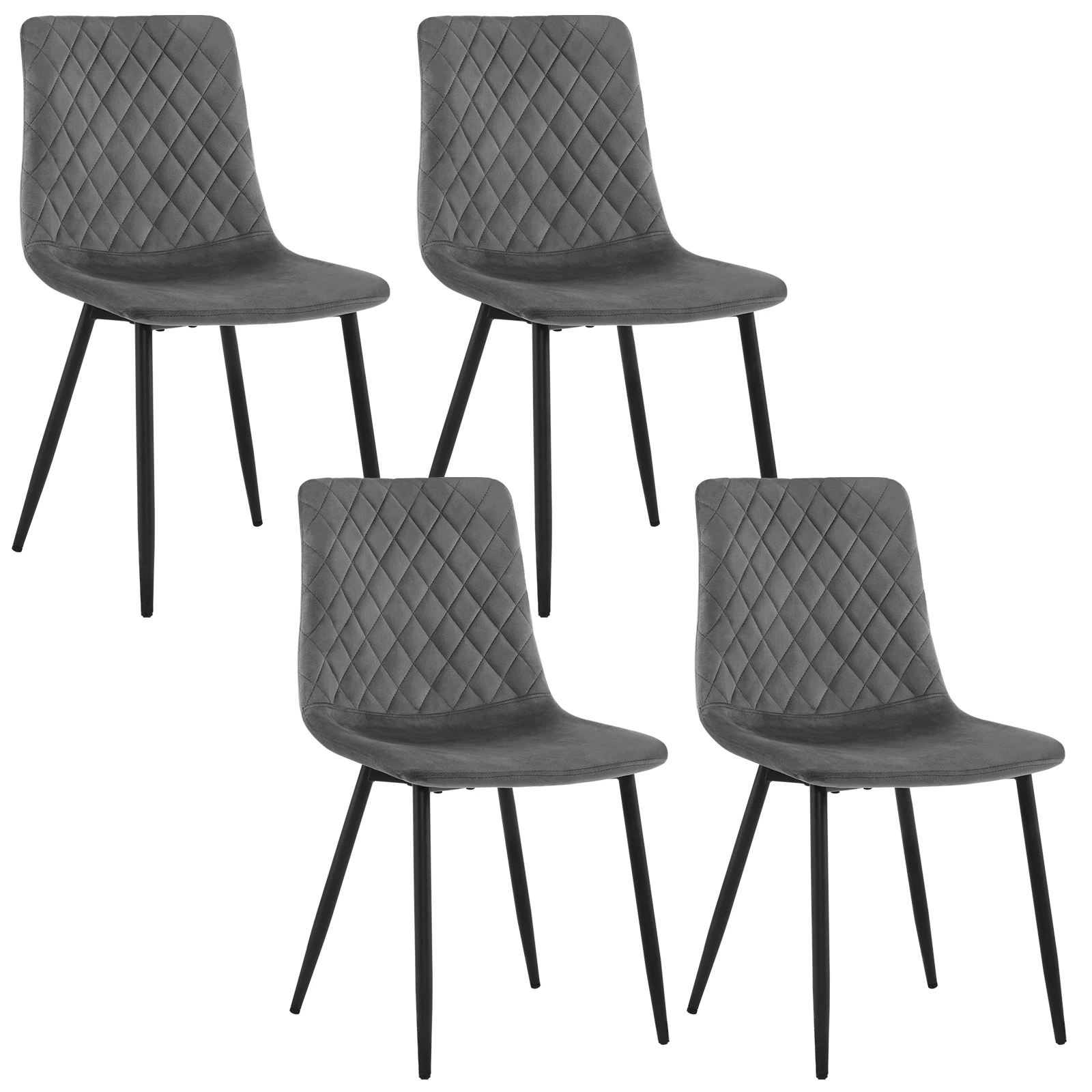 4pcs/set  Velvet Dining Chair Scandinavian Kitchen Chair with Backrest Padded Seat Make-Up Chair for Resaurant Living Room Home