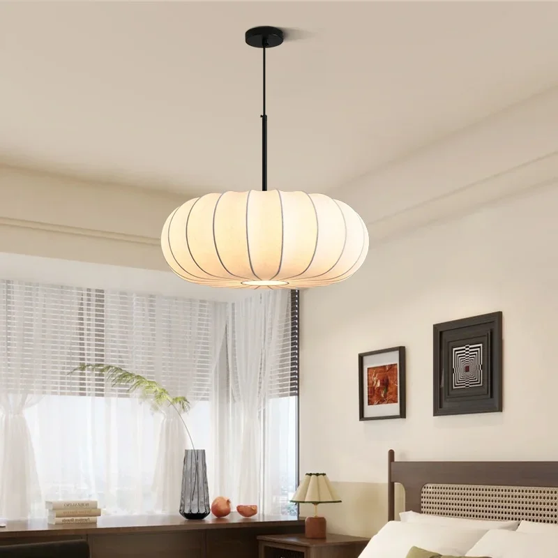 

New Wabi Sabi E27 Led Pendant Light Dining Room Silk Suspend Lamp Bedroom Led Lamparas Luminarias Chandelier Lighting Droplight