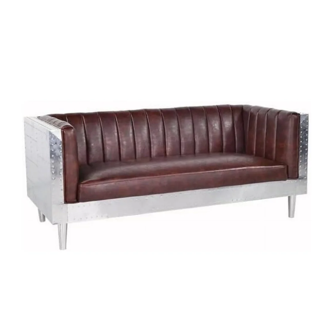 Luxury retro industrial leather sofa recliner with cooling function, suitable for home furniture, hotel bedrooms, villas