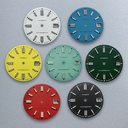 28.5mm S Logo Matte Blue Dial Suitable For NH35 Movement C3 Strong Green Luminou Watch Modification Accessories