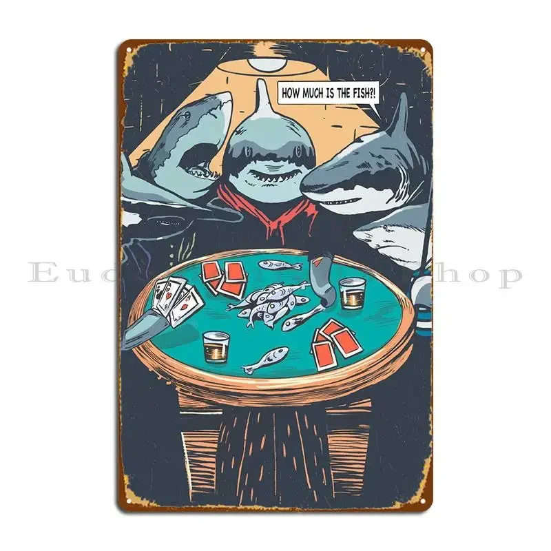 Sharks Playing Poker Metal Plaque Wall Decor Wall Decor Printed Garage Create Tin Sign Poster