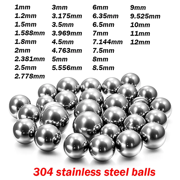 10~1000pcs 304 Stainless Steel Balls 1mm to 12mm Solid Smooth Bearing Steel Ball Spherical Bead Balls for Bicycles Auto Parts