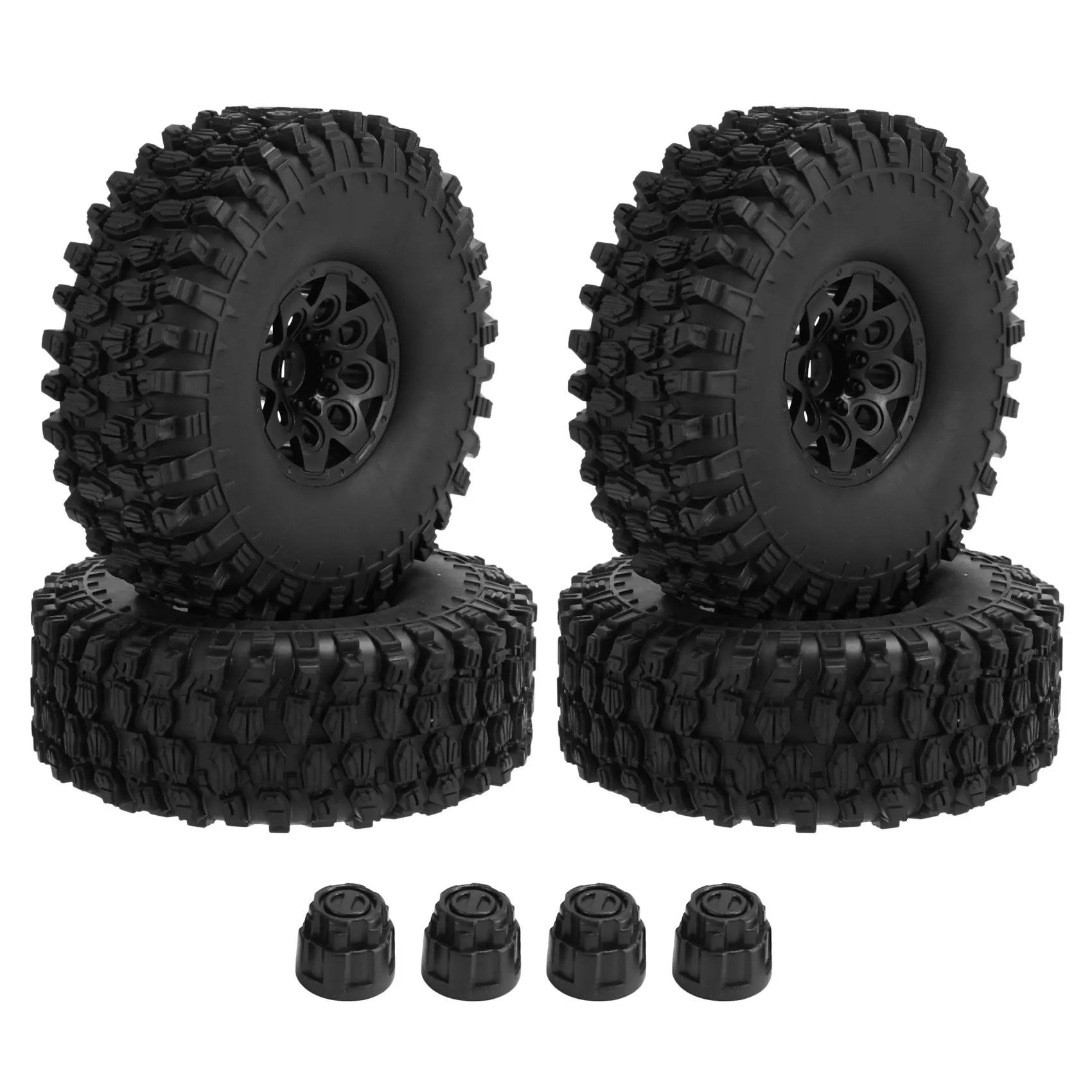 4PCS 120mm 1.9 Beadlock Wheel Rim Tire Set for 1/10 RC Crawler Car TRX4 D90 Axial SCX10 II III Redcat