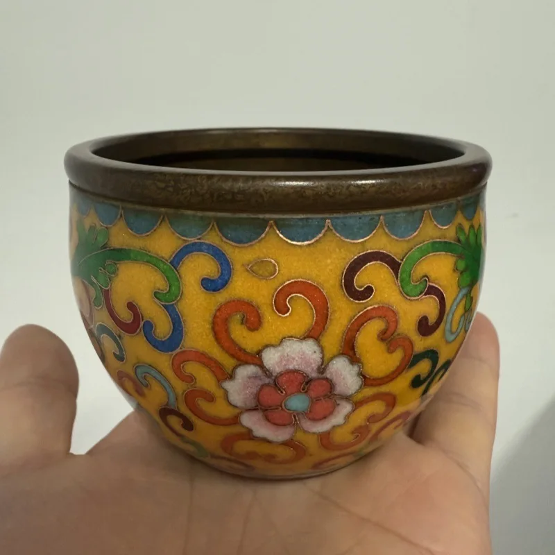 

Cloisonné Copper Treasure Premium Copper Body Handcrafted Cloisonné Enamel Jing Tai Famous Xuantong Style Cylinder Copper Cylind