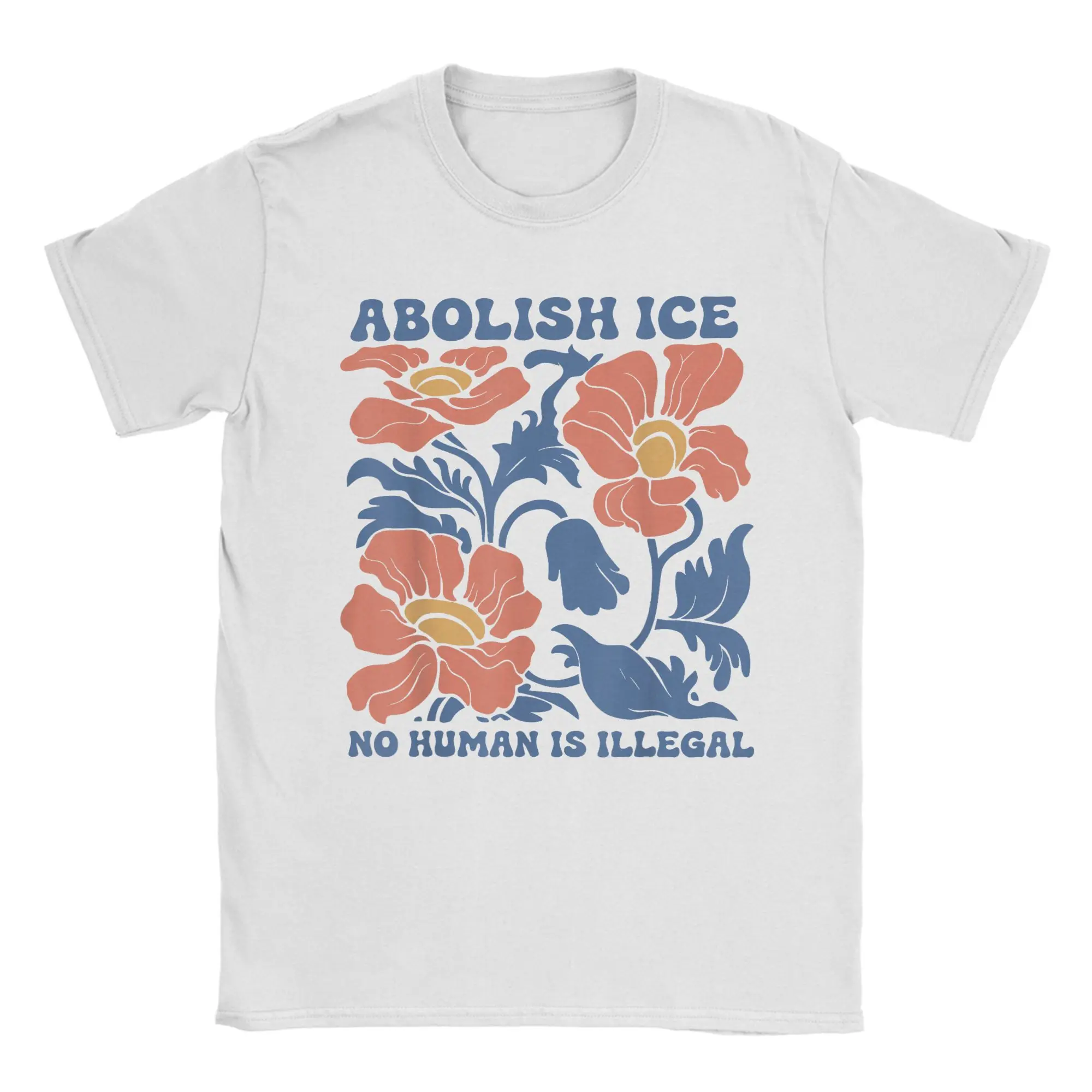 

Abolish Ice No Human is Illegal Cotton T-Shirt For Adult Summer Retro T-Shirts O-Neck Hipster Tee Shirt Oversize Casual Clothes