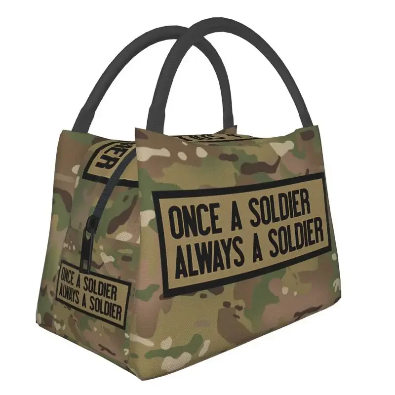 CamSolomon-Sac fourre-tout à lunch isolé à motif militaire pour femme, glacière portable camouflage, boîte à bento thermique, hôpital, bureau