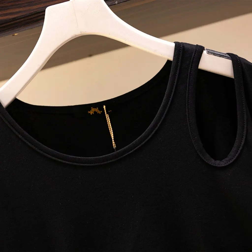 Grote maat mode dames slanke jurk 300 kg dik mm onregelmatige splitrok zomer lang 63274