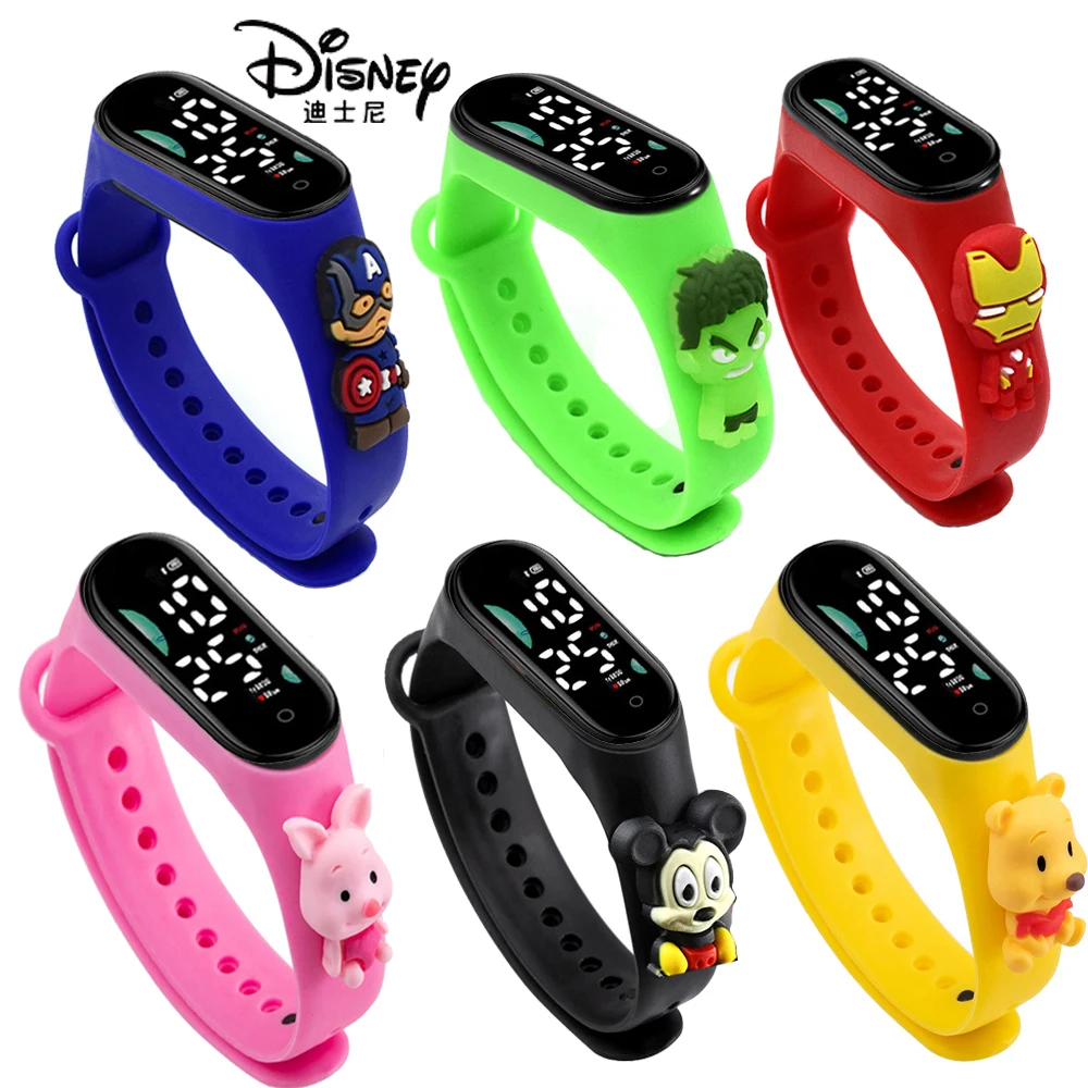 

Disney Princess Frozen Elsa Anna Spiderman Iron Man Mickey Minnie Mouse Stitch Winnie the Pooh LED Watch Children Toys