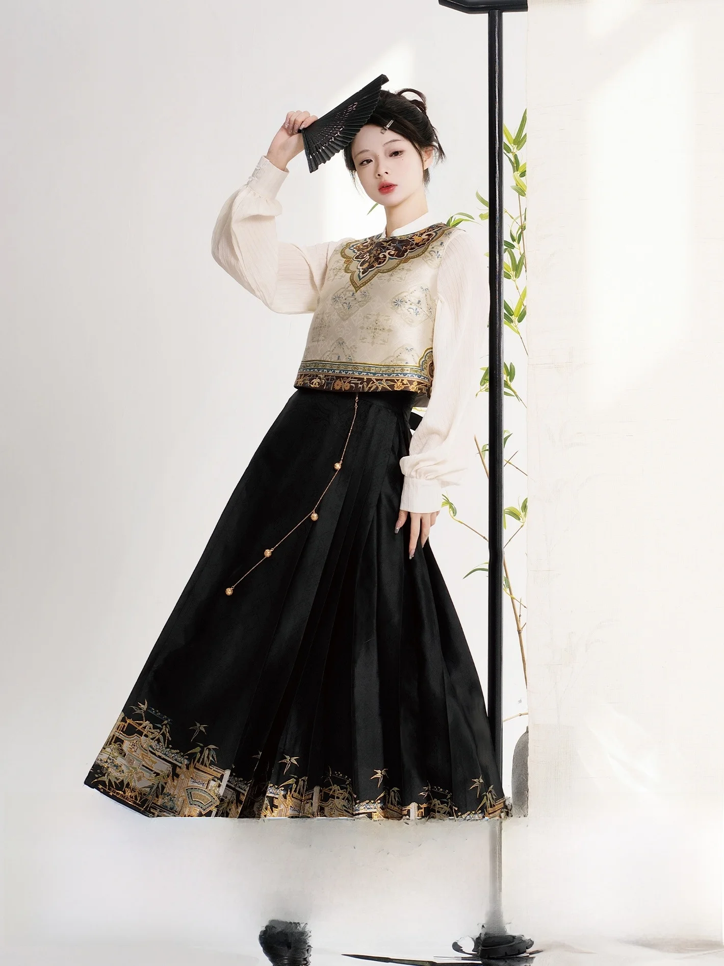 

Оригинальная национальная юбка с хвостом Sle Hanfu, новая китайская тканая золотая креативная повседневная женская традиционная костюмная юбка