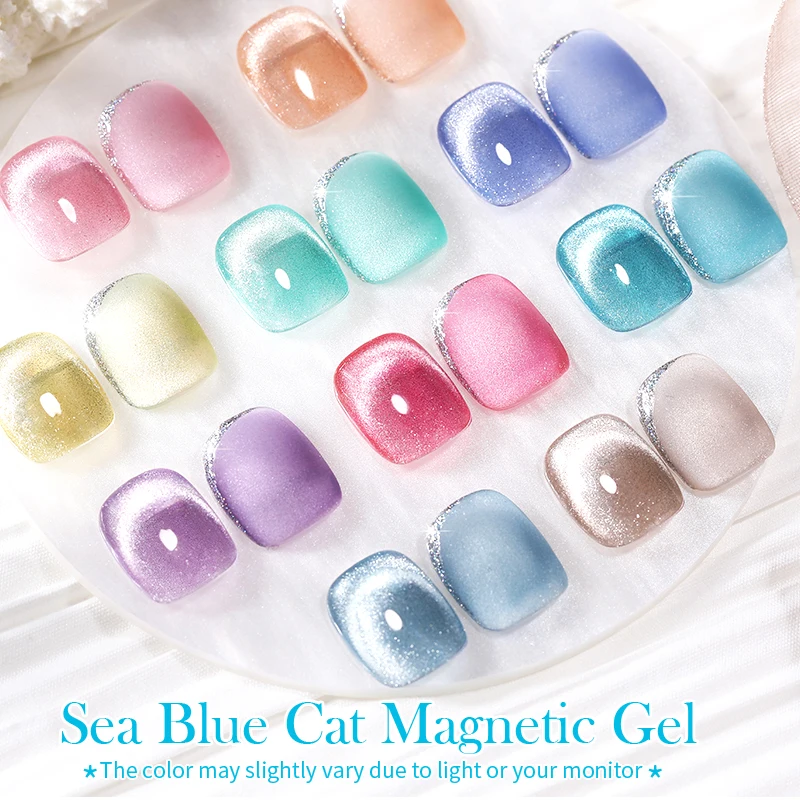 BORN PRETTY 8Pcs Glitter Cat Magnetic Nail Gel Polish Kit Spring Summer Soak Off UV LED Water Light Semi Permanent Gel Varnish