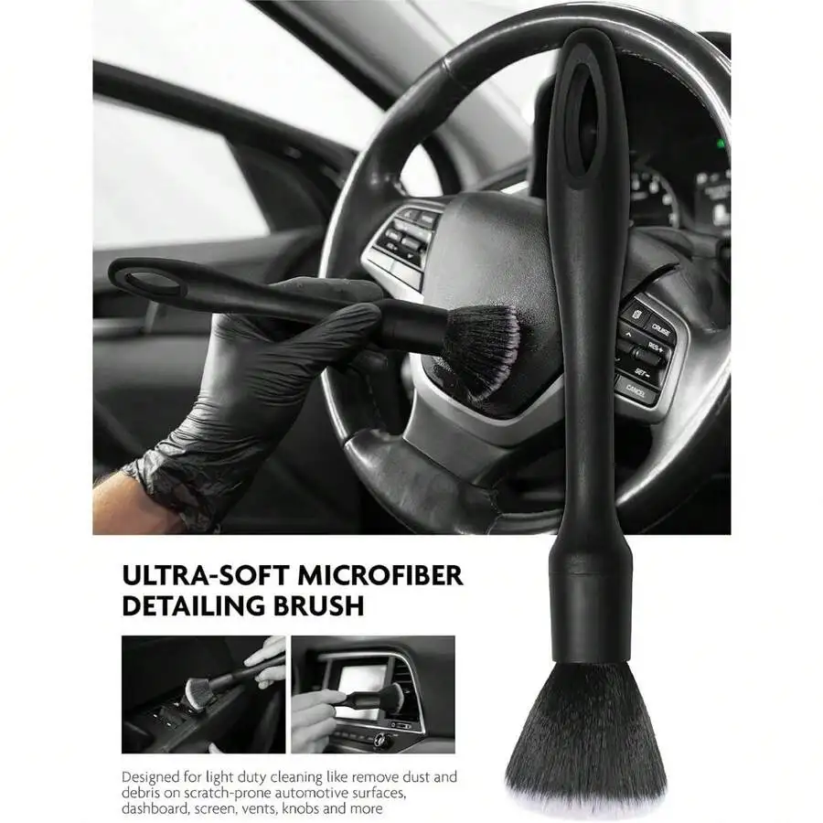 9PC Car Detailing Kit, Car Dust Brush, Microfiber Towel & Applicator, Scratch-Free & Ultra-Soft For Leather, Seats & Interior