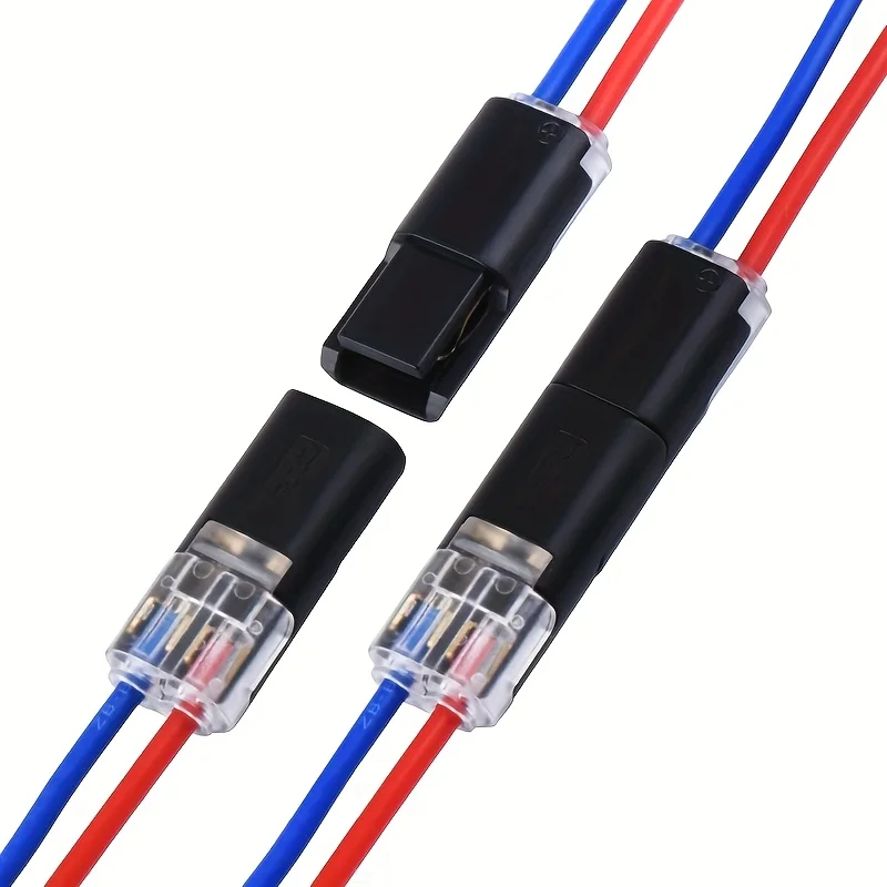 10/20/50pcs Interlocking Solderless and Wire-Strip-Free LED Quick Connectors, Two-In-Two-Out Plug-and-Play Terminals